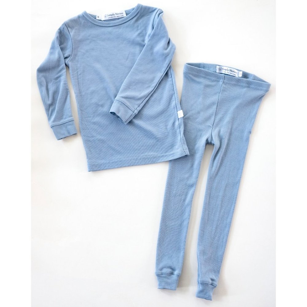 Simply Merino Wool Kids Blue Pajama Set.